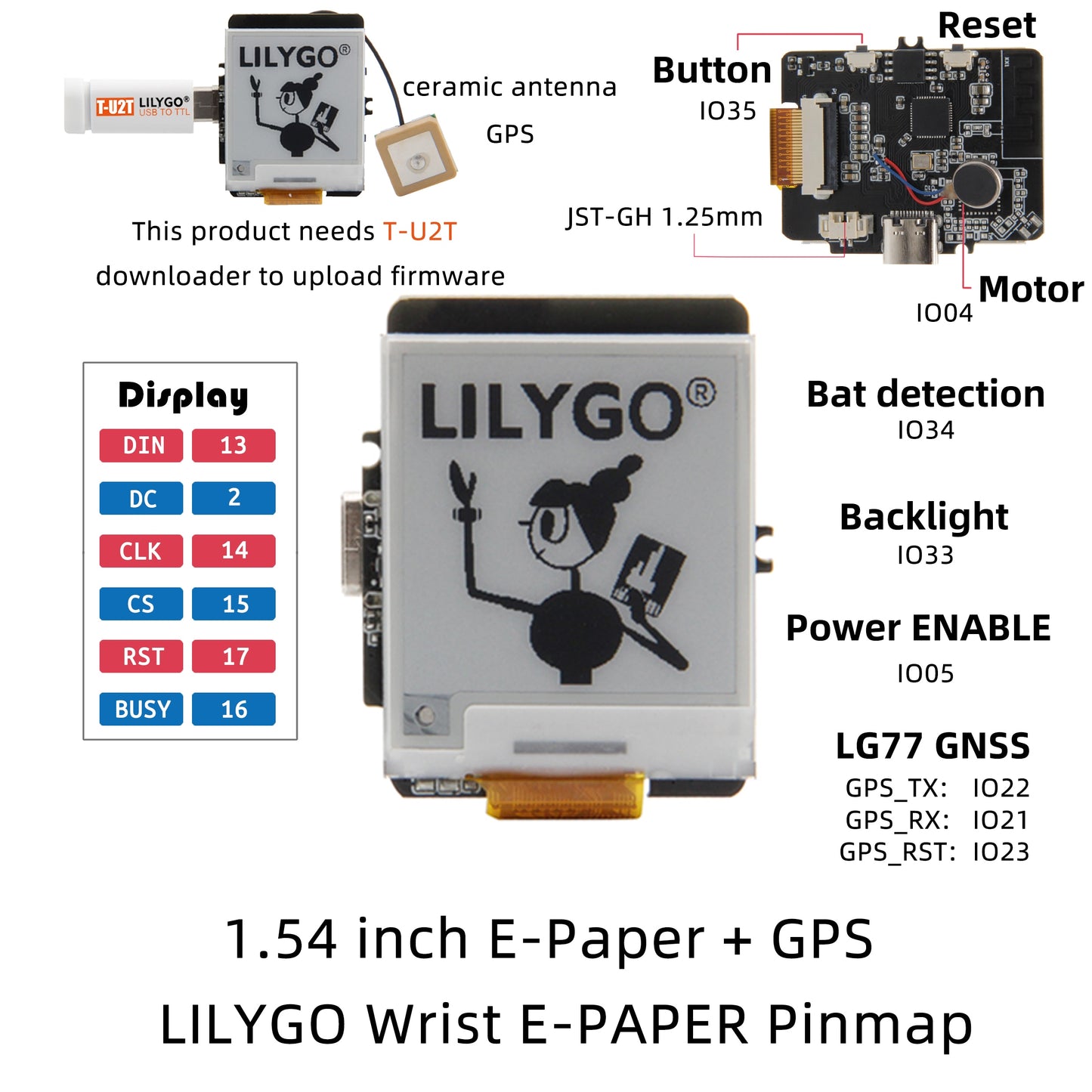 T-Wrist E-paper 1.54 Inch Display